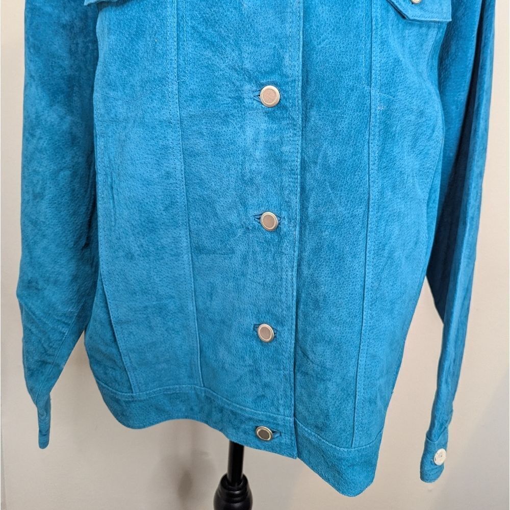 VTG Suede Dadcore Eclectic Grandma Coastal Cowgirl Preppy Chore Shacket LG - Picture 4 of 9